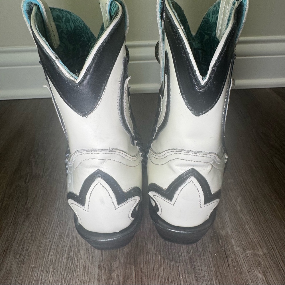 Corral Boots Braided Western White Black Bootie Boots Z0142 - Picture 9 of 11